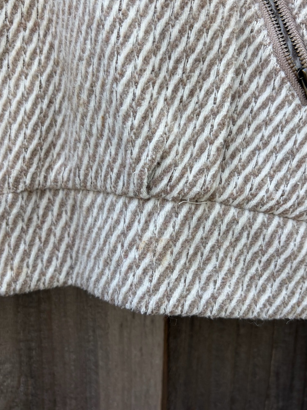 12th Tribe Cream Textured Bomber Jacket - Picture 5 of 5